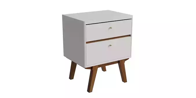 Retro White And Brown 2 Drawer Nightstand