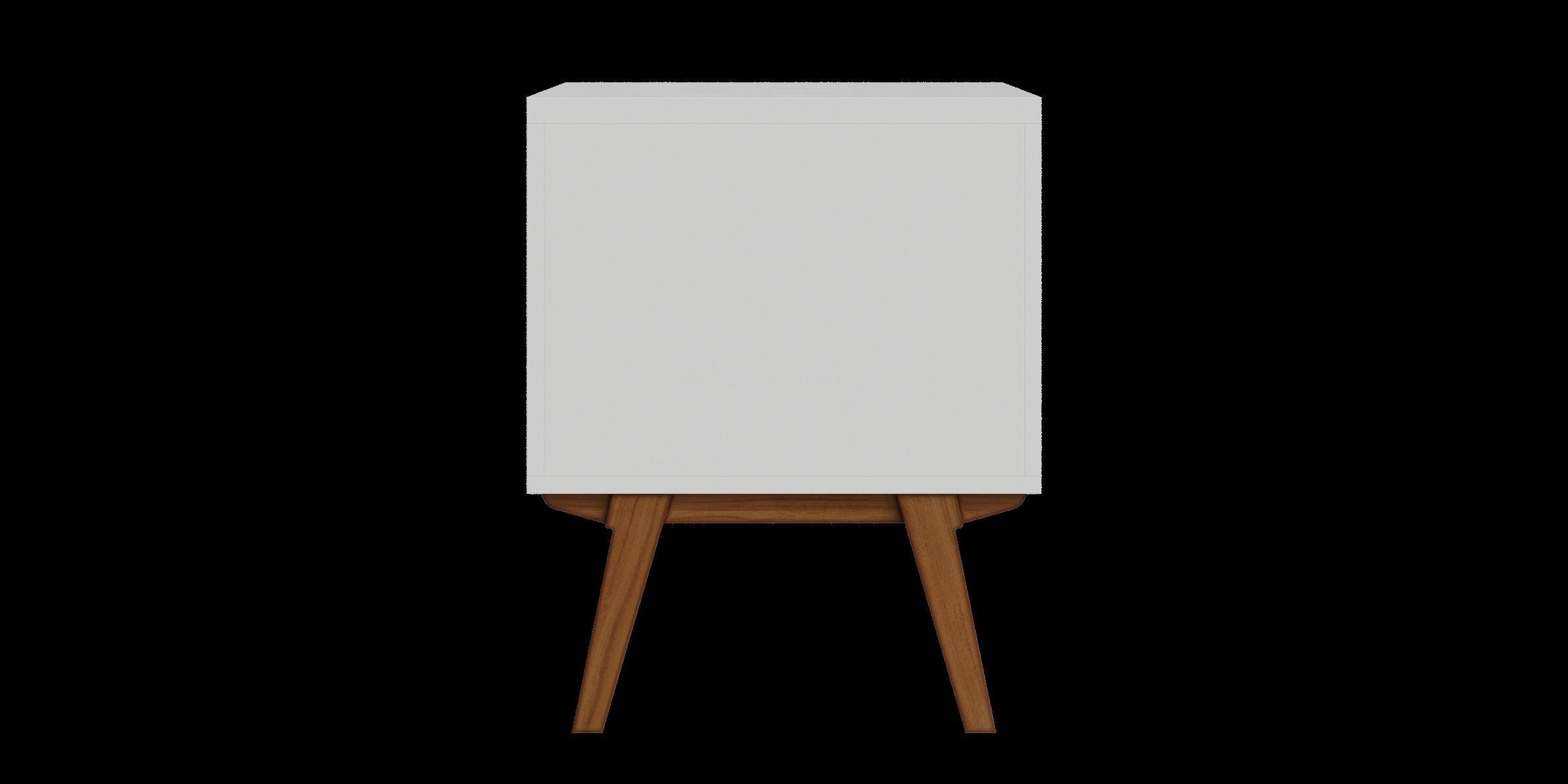 Retro White And Brown 2 Drawer Nightstand 3D model_7