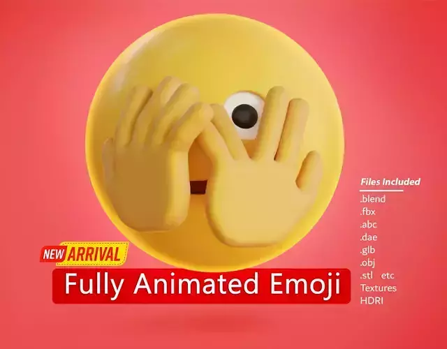 Face with Peeking Eye Animated Emoji Low-poly 3D model