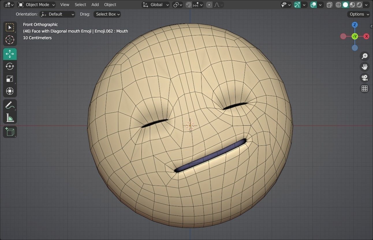 Face with Diagonal mouth Animated Emoji Low-poly 3D model_6