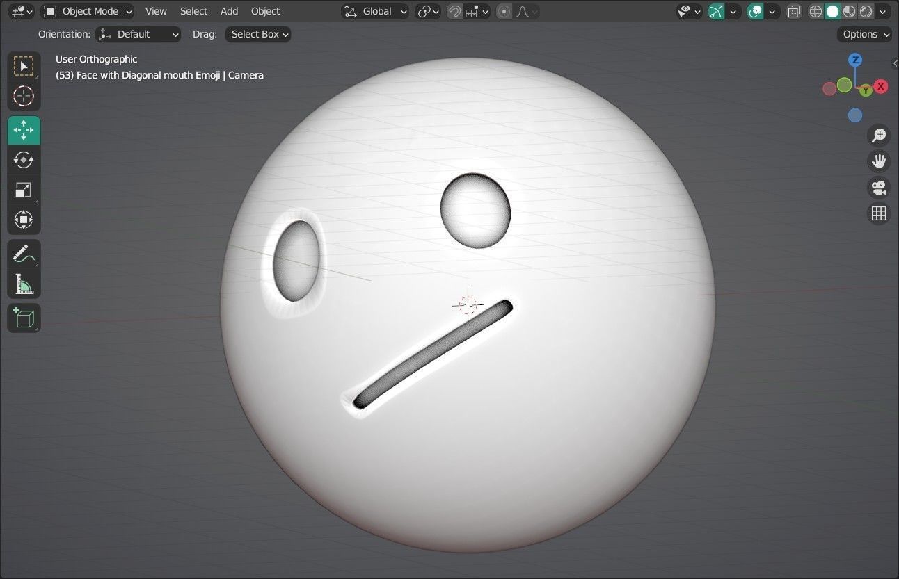 Face with Diagonal mouth Animated Emoji Low-poly 3D model_4