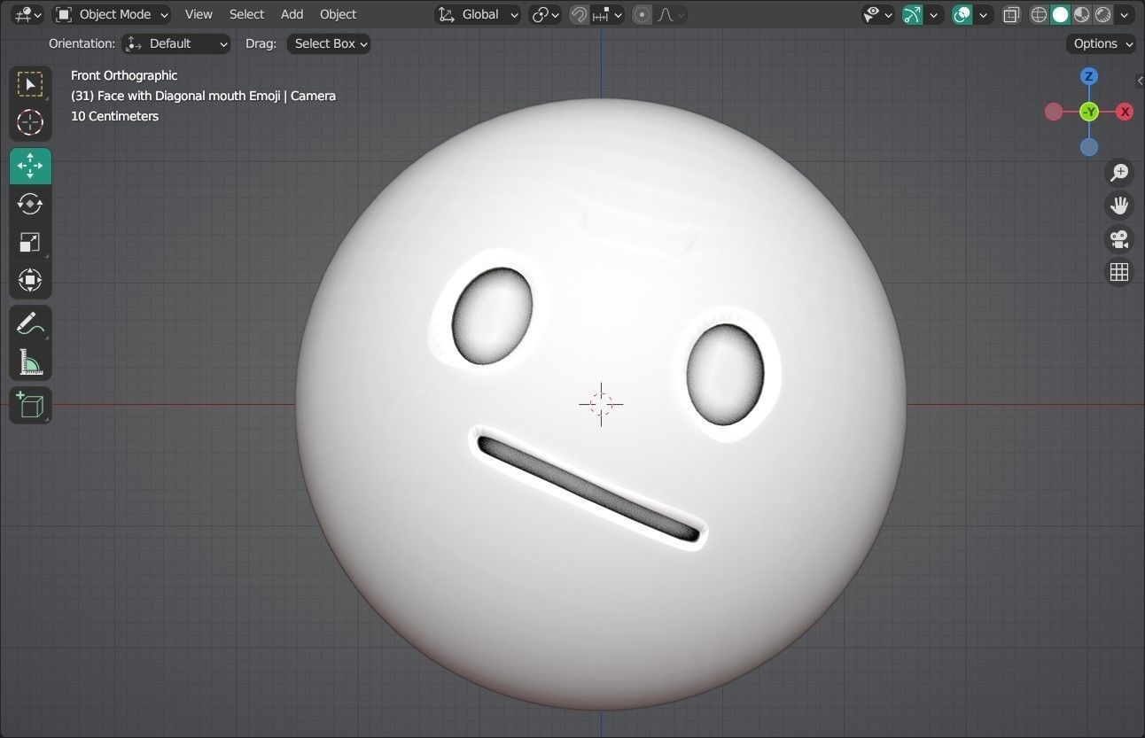 Face with Diagonal mouth Animated Emoji Low-poly 3D model_3