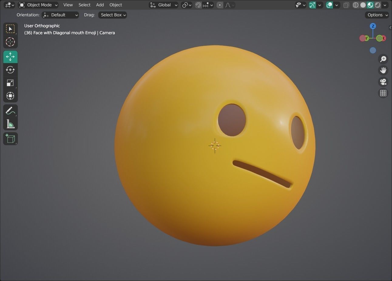 Face with Diagonal mouth Animated Emoji Low-poly 3D model_13