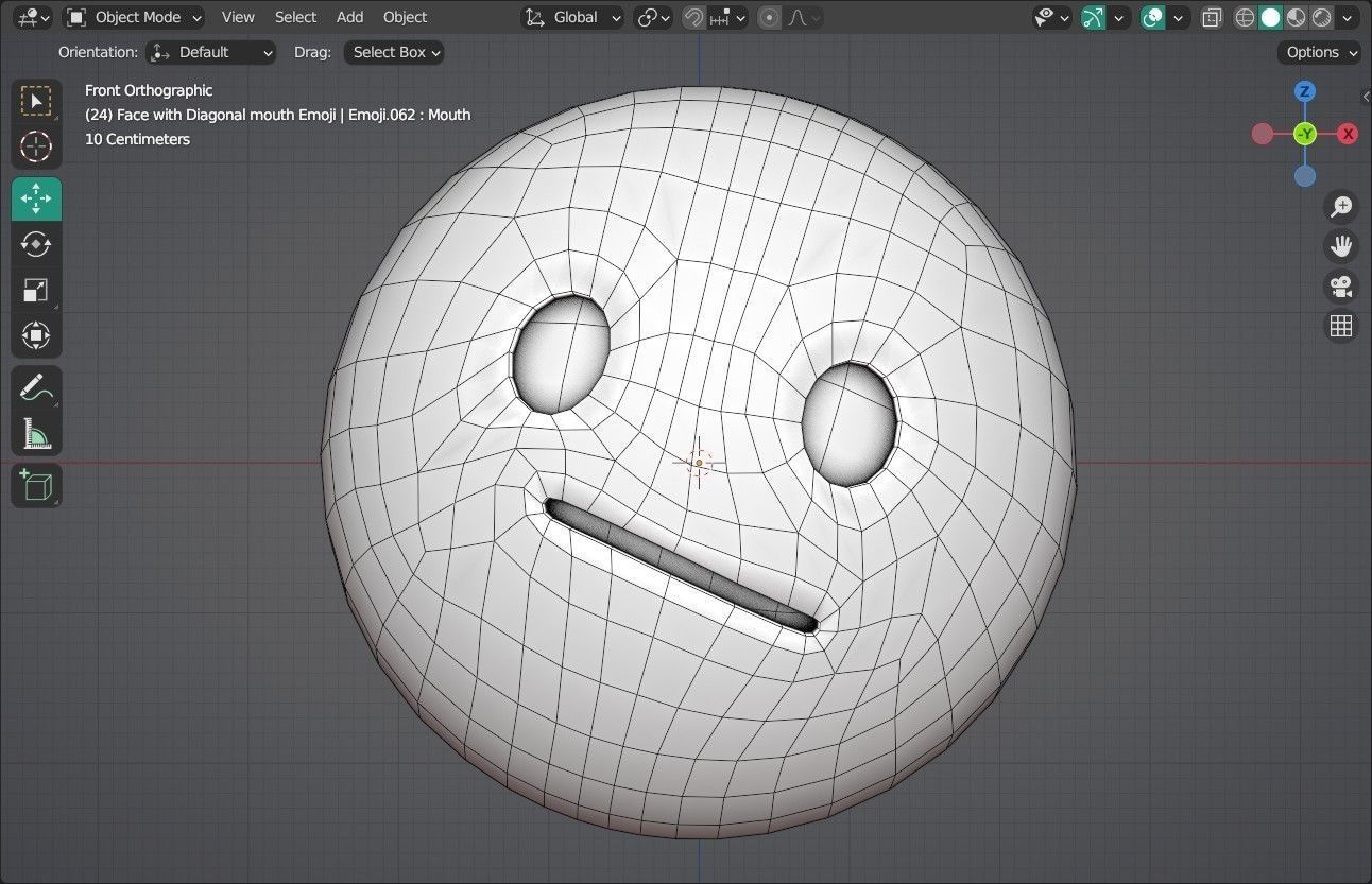 Face with Diagonal mouth Animated Emoji Low-poly 3D model_5