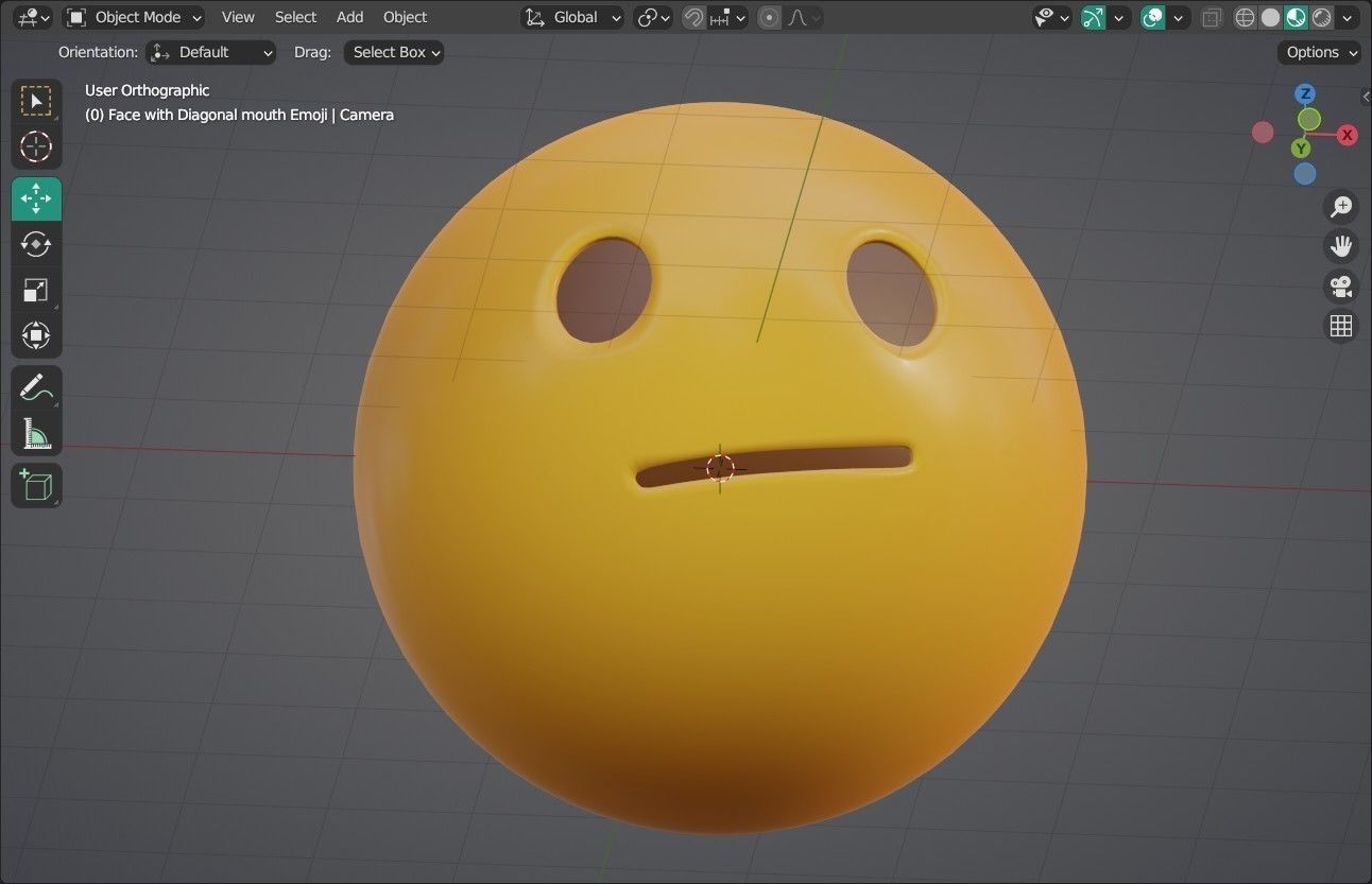 Face with Diagonal mouth Animated Emoji Low-poly 3D model_14