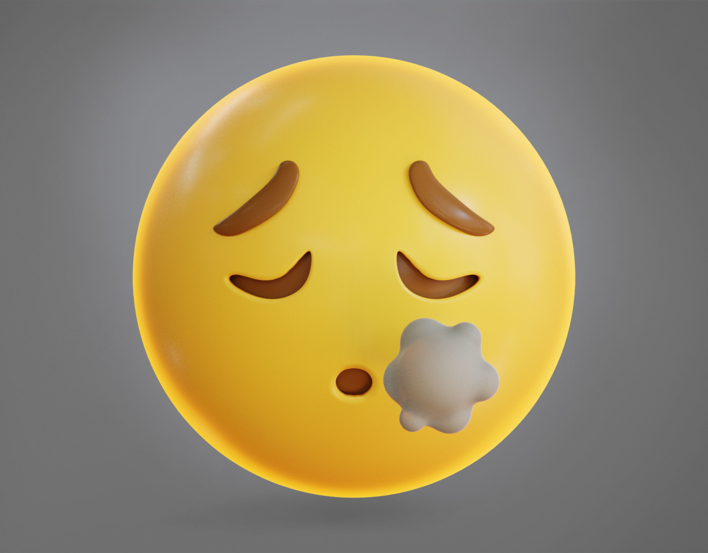 face Exhaling Animated Emoji Low-poly 3D model_14