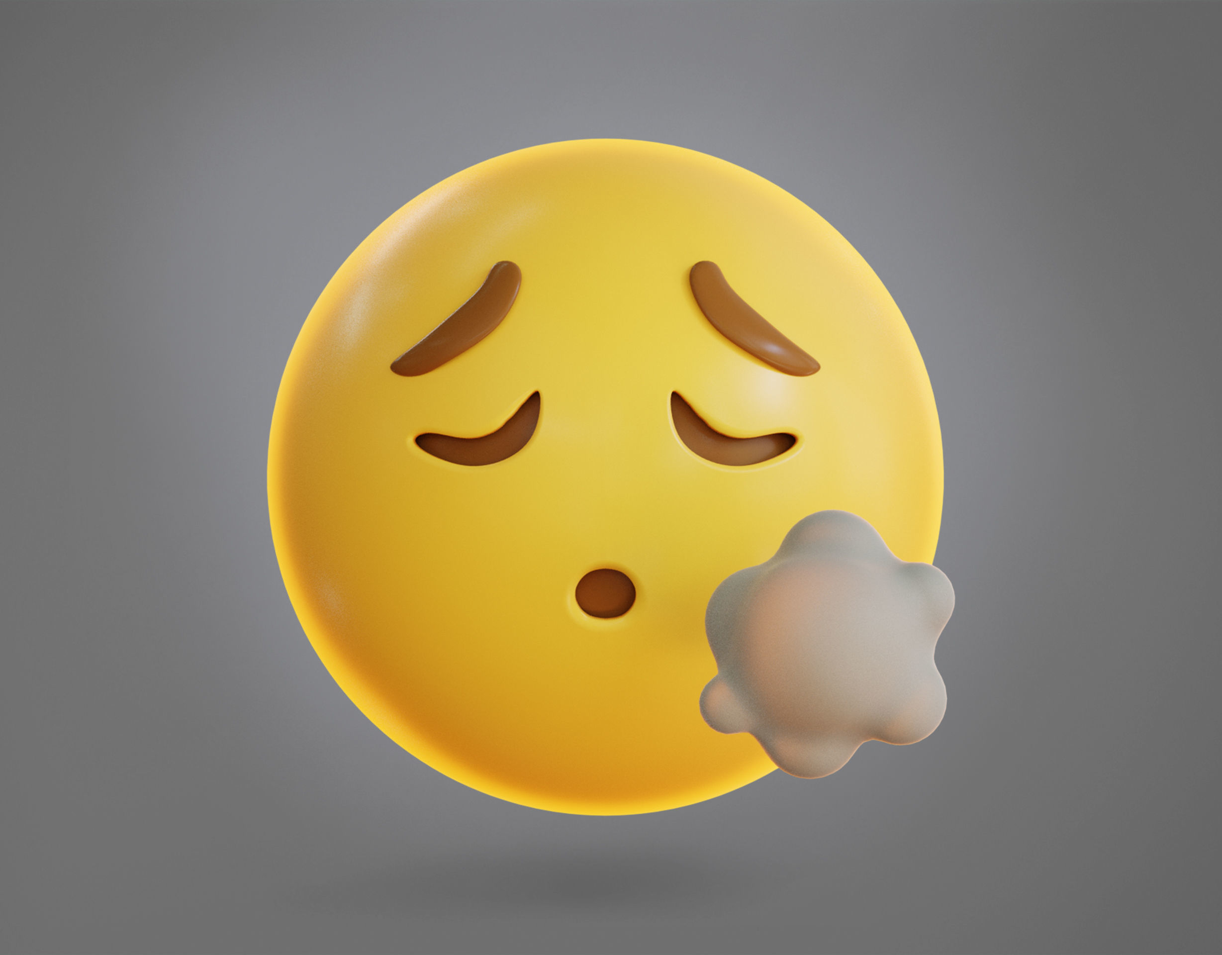 face Exhaling Animated Emoji Low-poly 3D model_2