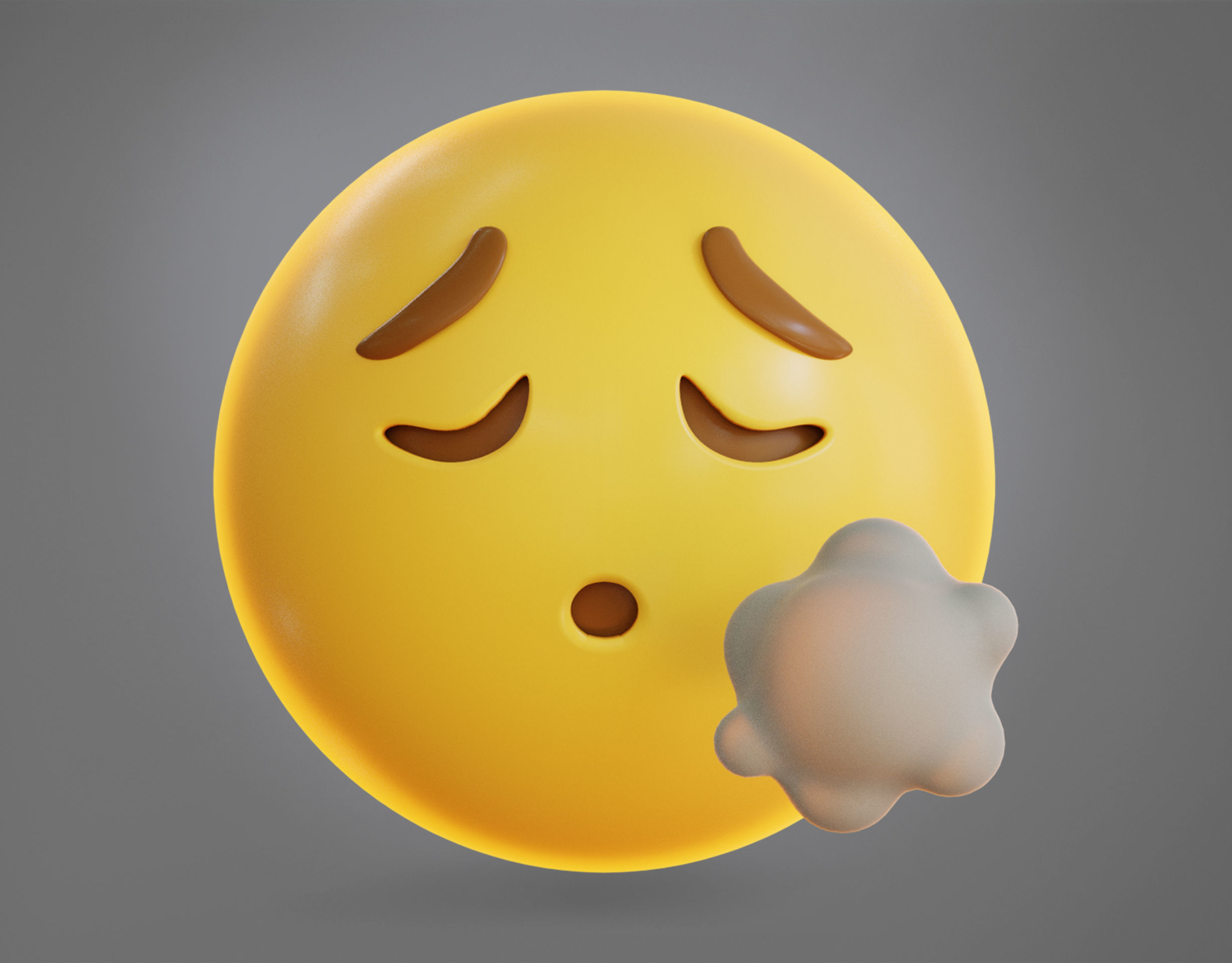 face Exhaling Animated Emoji Low-poly 3D model_15