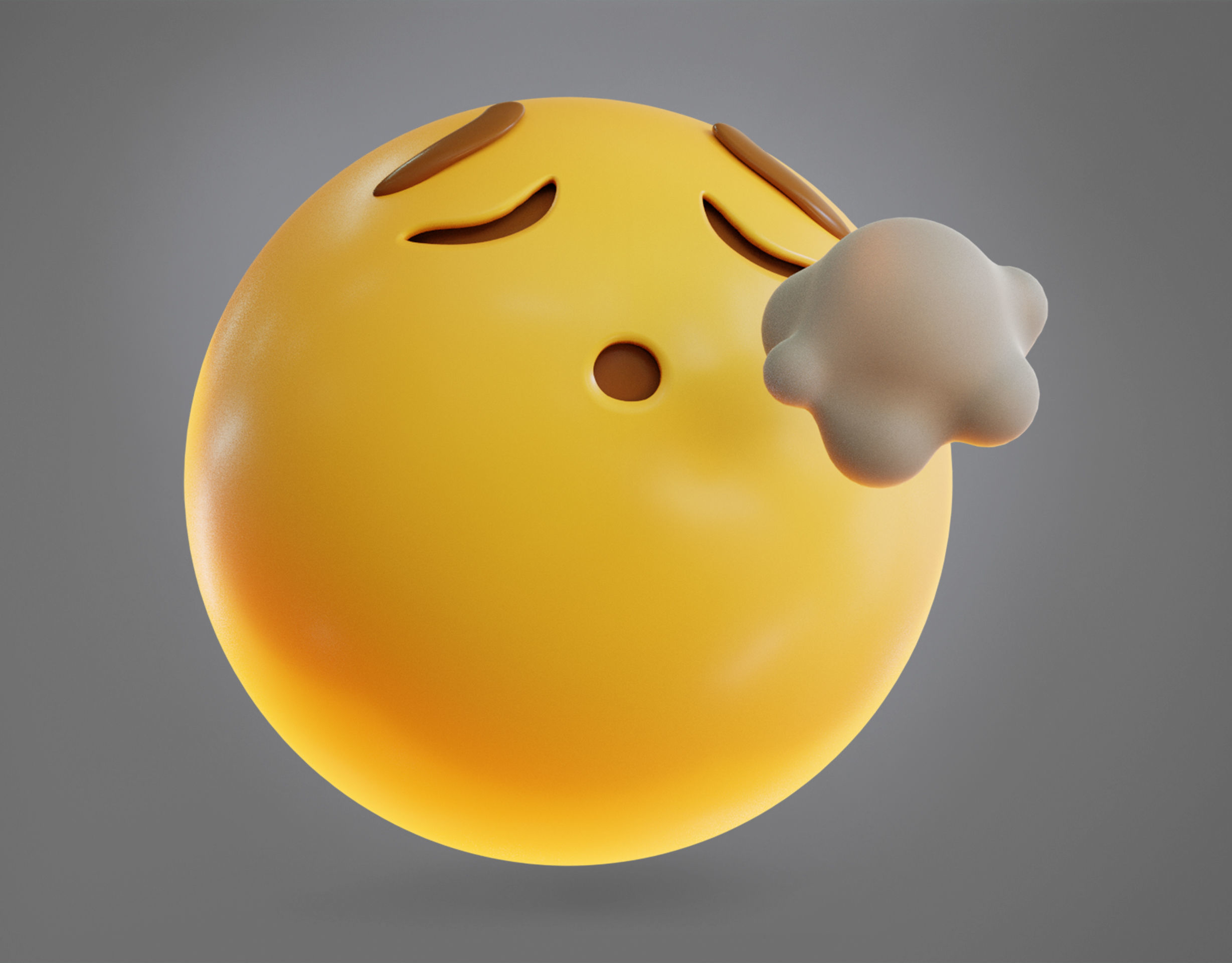face Exhaling Animated Emoji Low-poly 3D model_16