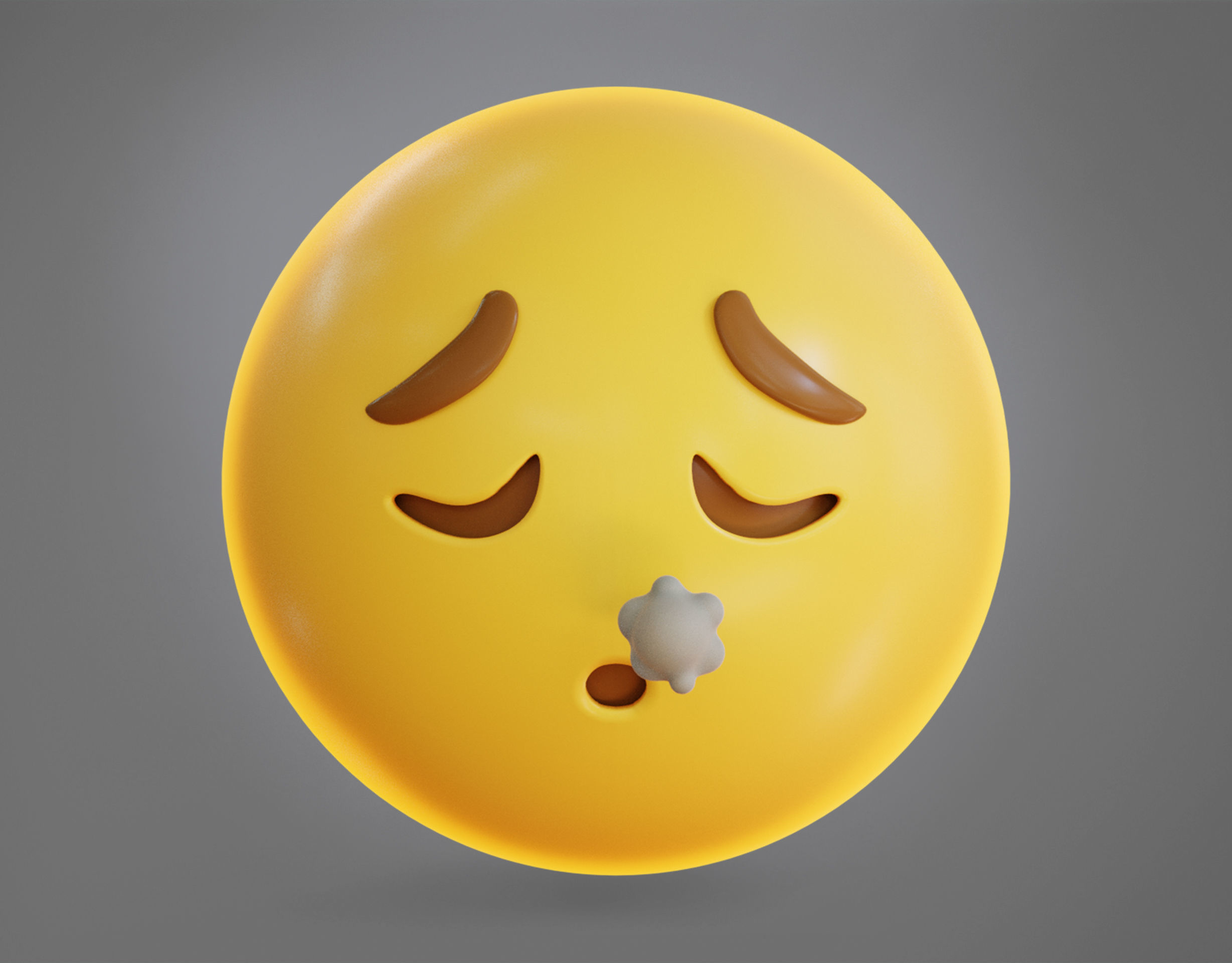 face Exhaling Animated Emoji Low-poly 3D model_13
