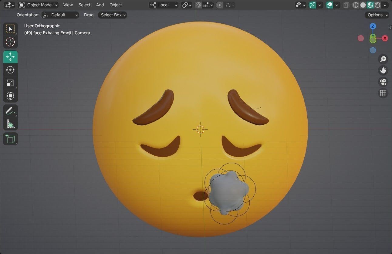 face Exhaling Animated Emoji Low-poly 3D model_7