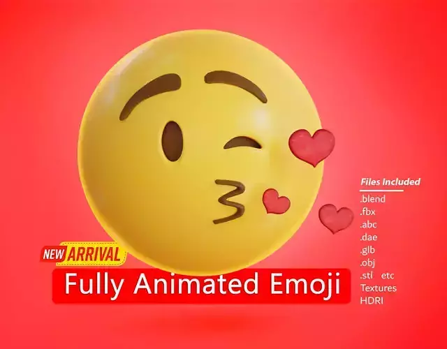 Face blown a kiss Animated Emoji Low-poly 3D model