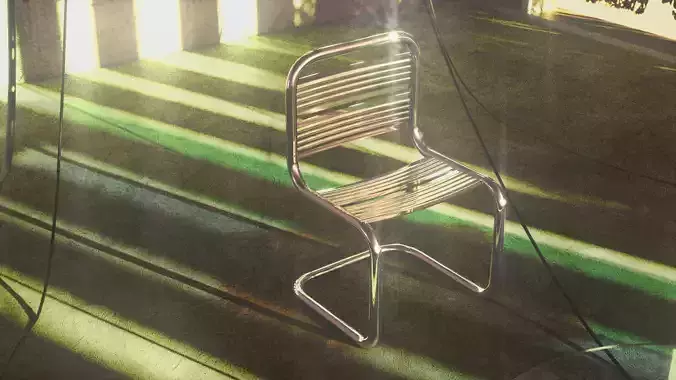 Chairs and a Table Inside the Concrete Low-poly 3D model Chairs and a Table Inside the Concrete Low-poly 3D model