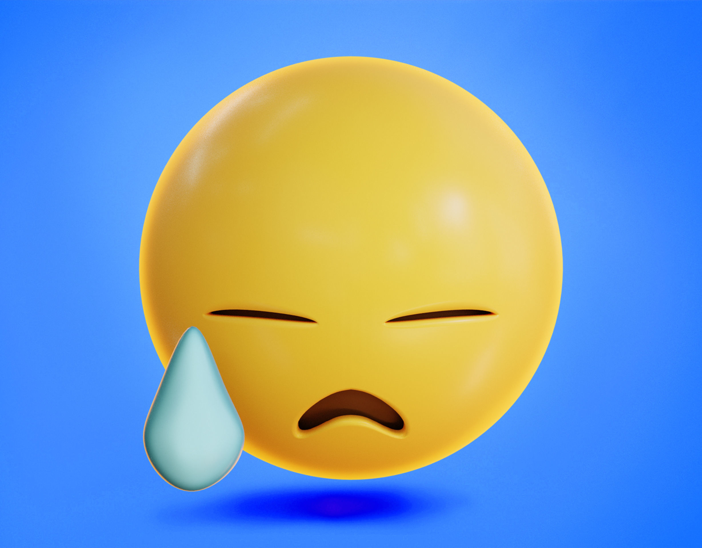 Downcast face with Sweat Animated Emoji Low-poly 3D model_6