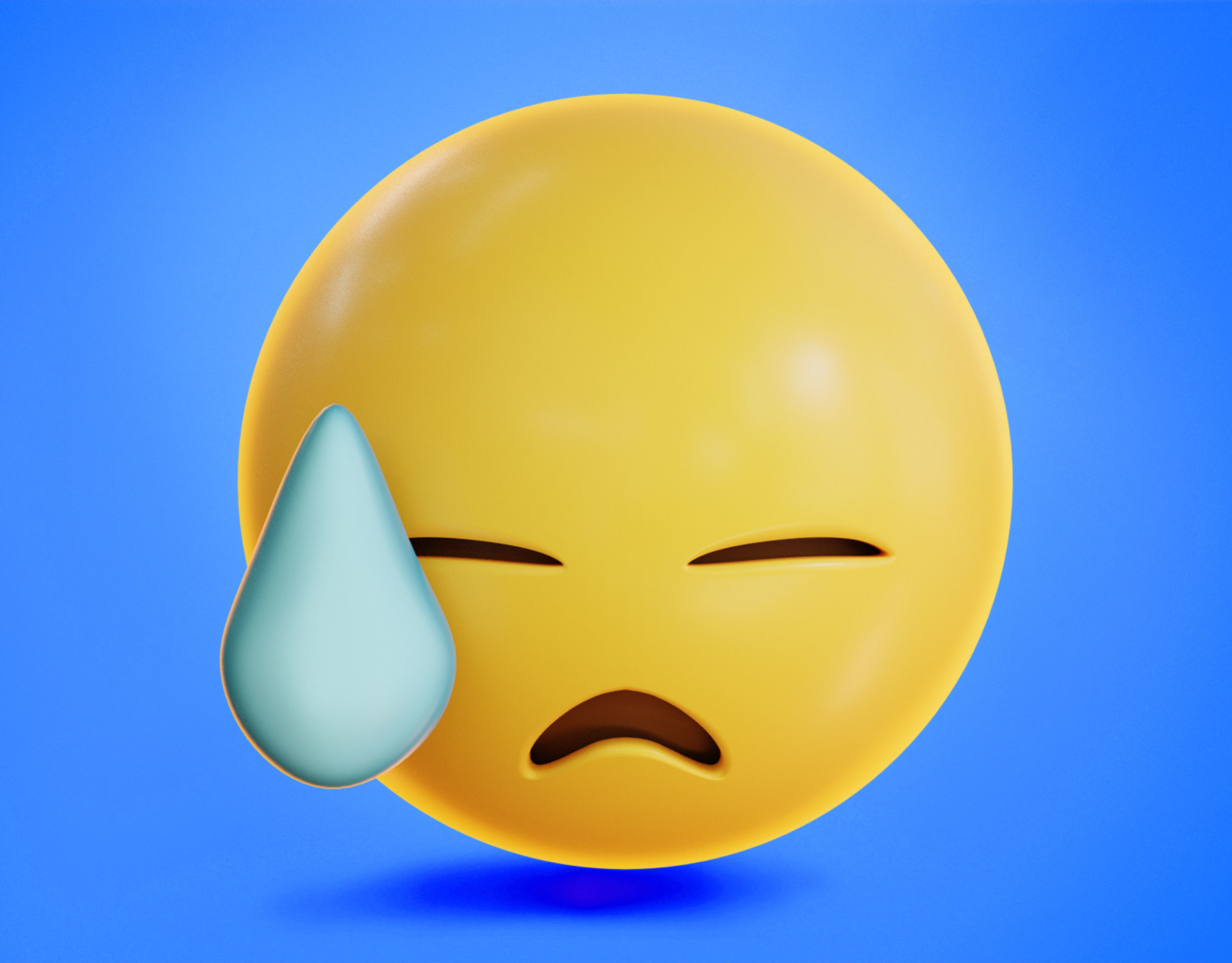 Downcast face with Sweat Animated Emoji Low-poly 3D model_5