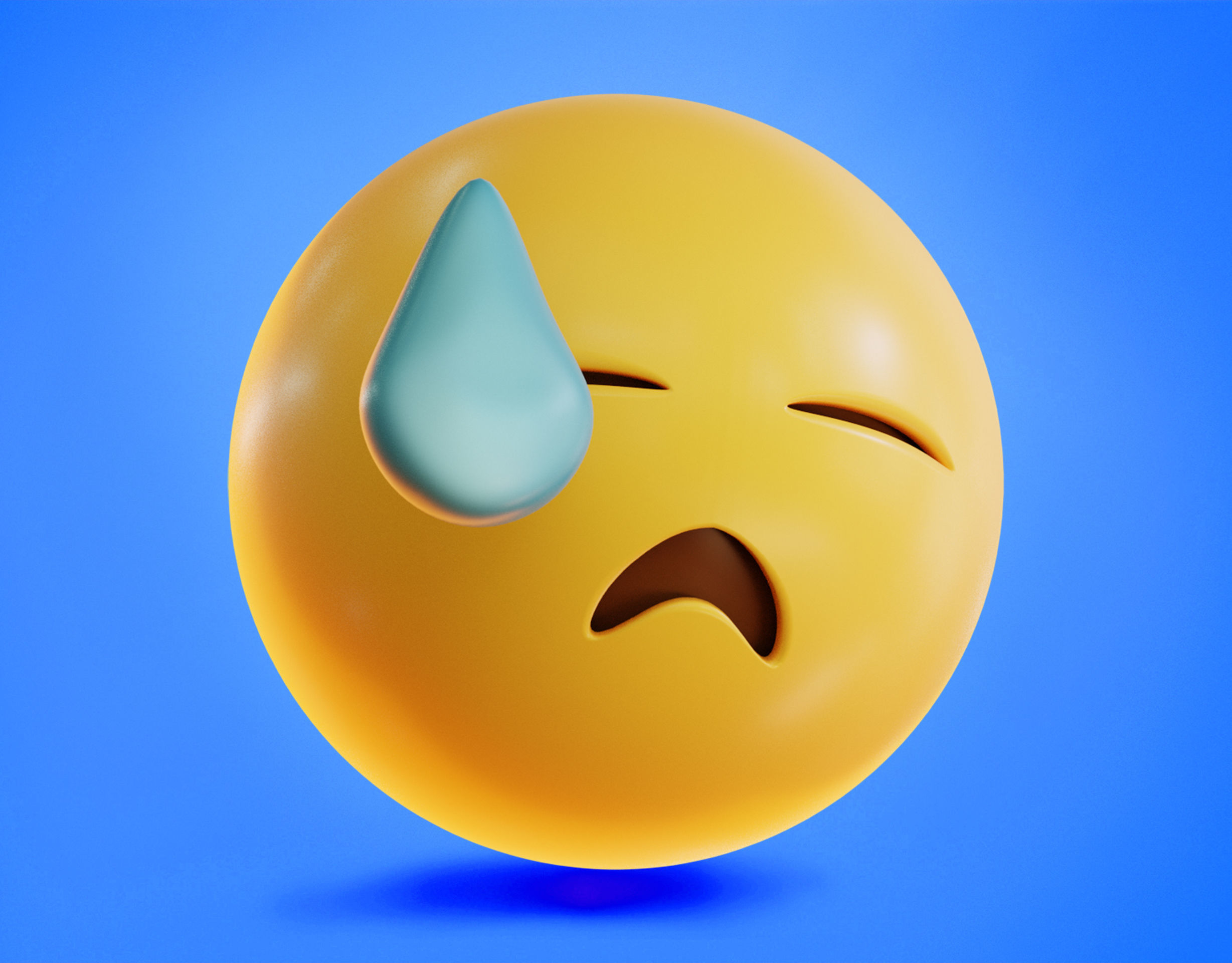 Downcast face with Sweat Animated Emoji Low-poly 3D model_15