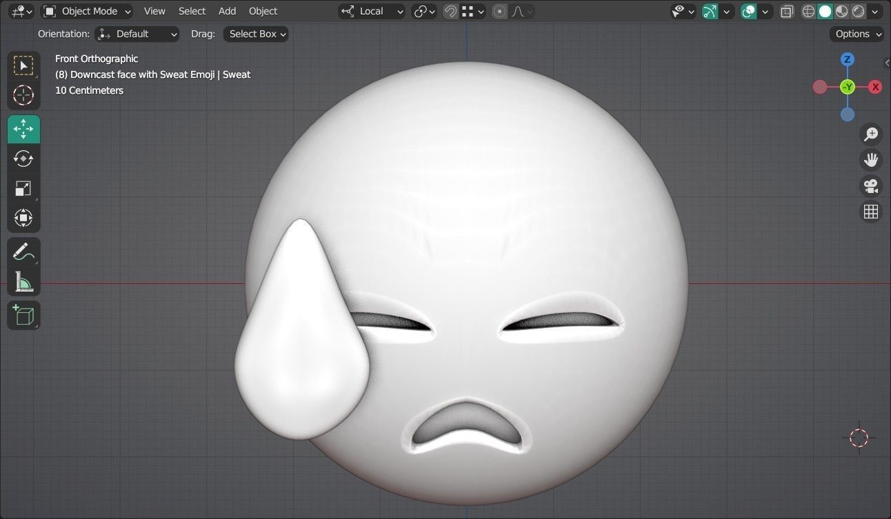 Downcast face with Sweat Animated Emoji Low-poly 3D model_9