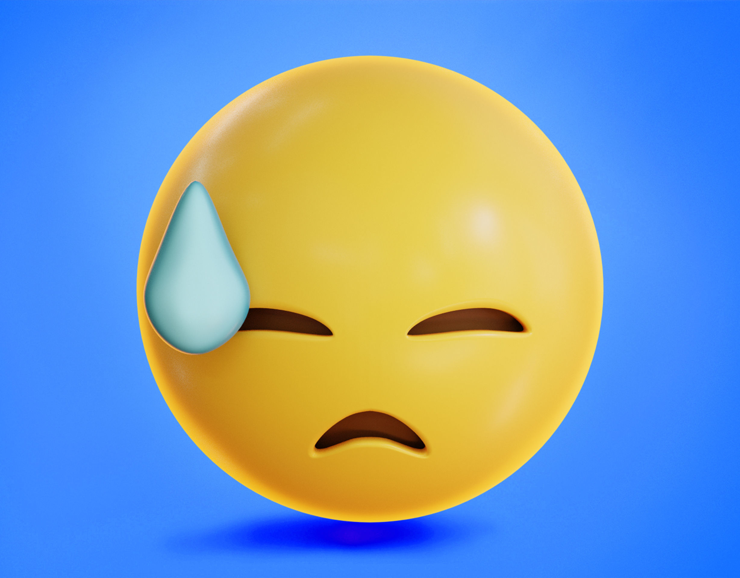 Downcast face with Sweat Animated Emoji Low-poly 3D model_4