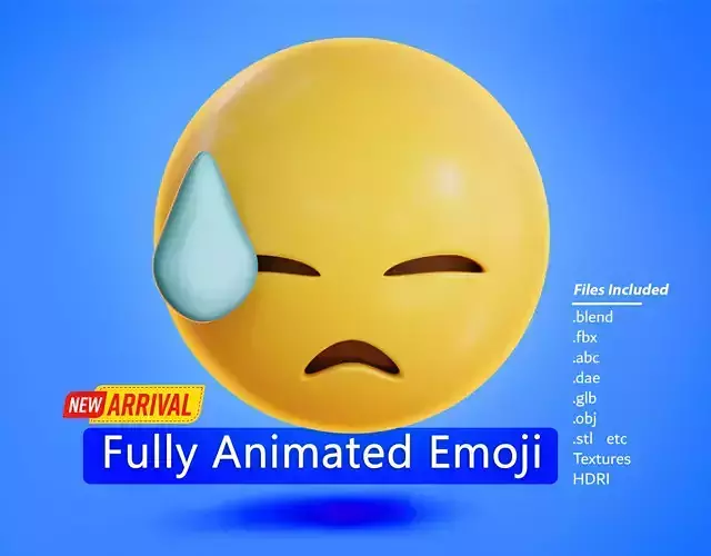 Downcast face with Sweat Animated Emoji