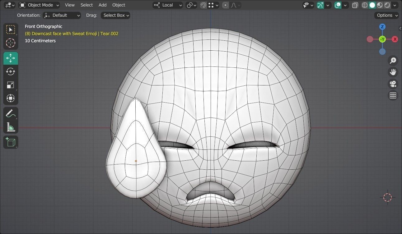 Downcast face with Sweat Animated Emoji Low-poly 3D model_10
