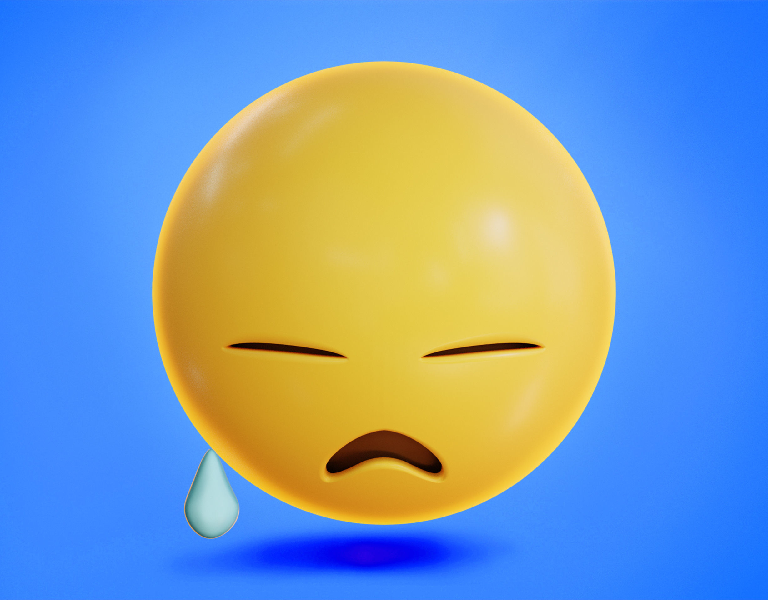Downcast face with Sweat Animated Emoji Low-poly 3D model_12