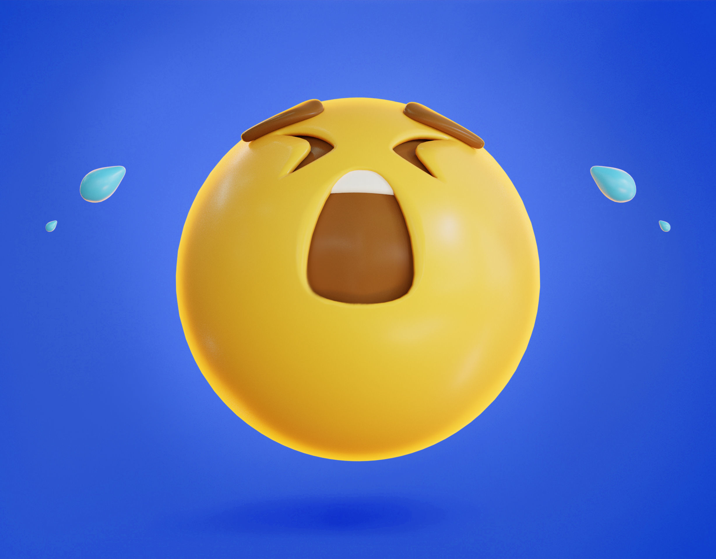 Distraught wail face Animated Emoji Low-poly 3D model_9