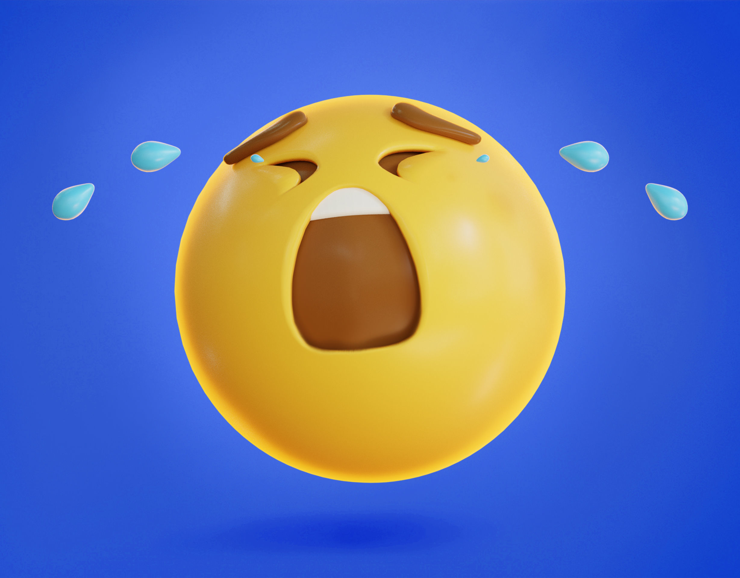Distraught wail face Animated Emoji Low-poly 3D model_7