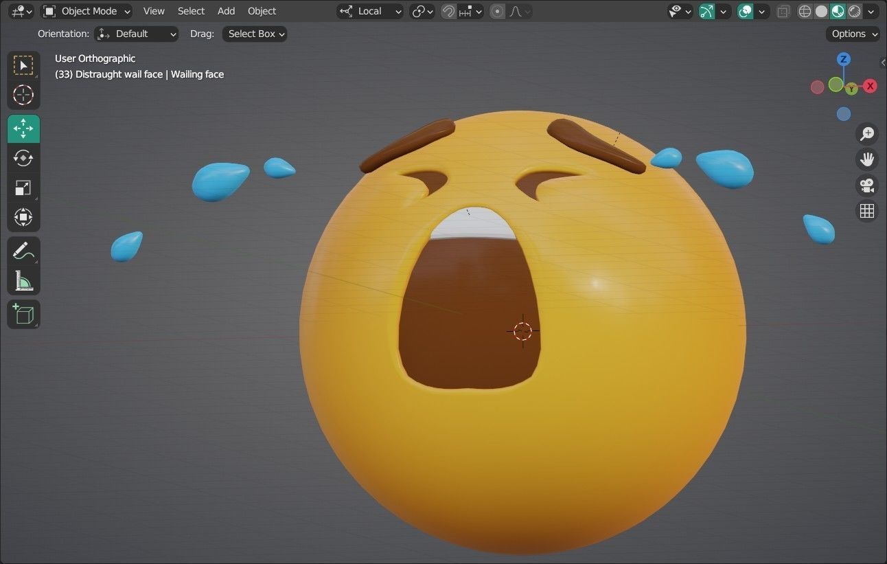 Distraught wail face Animated Emoji Low-poly 3D model_11