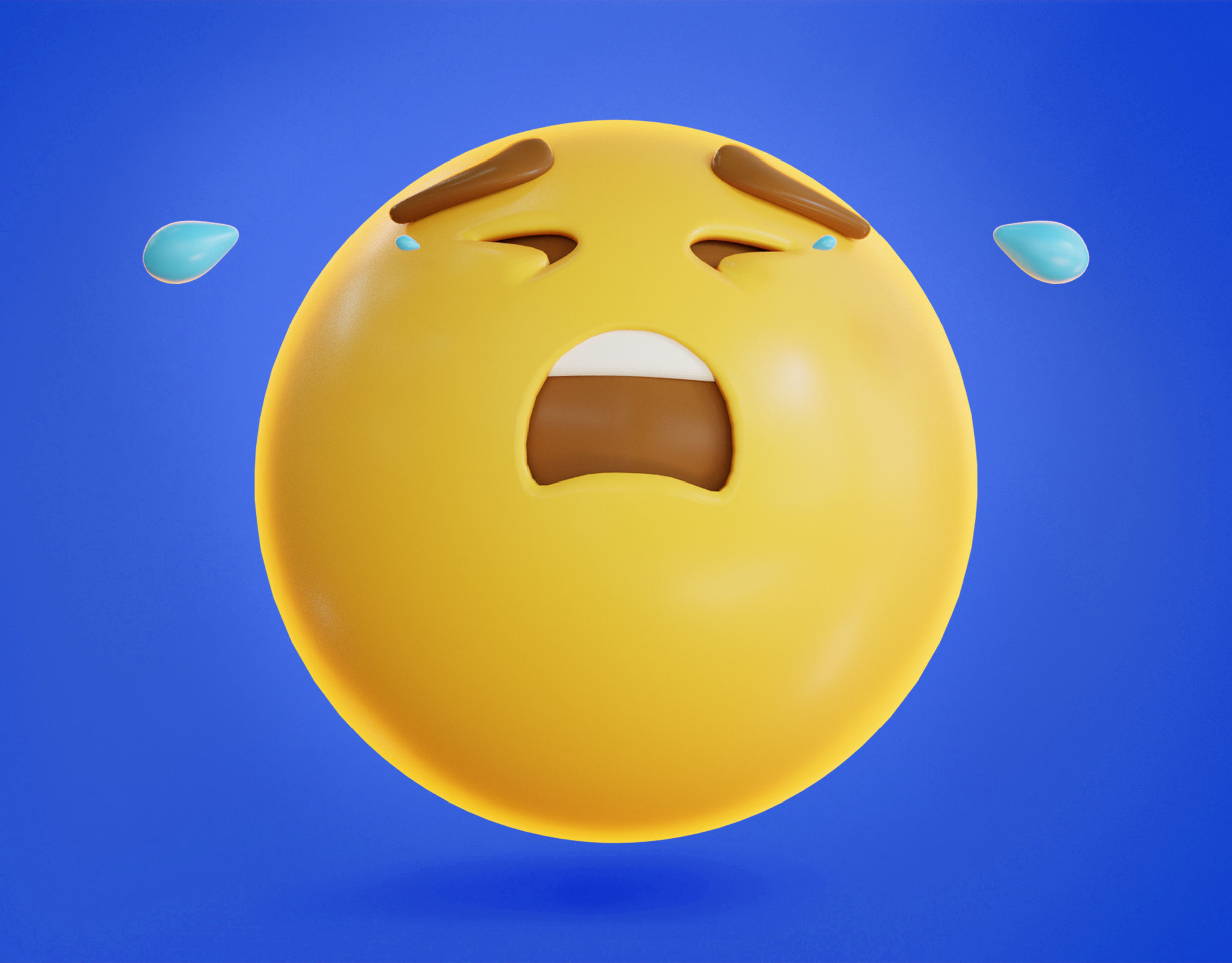 Distraught wail face Animated Emoji Low-poly 3D model_5