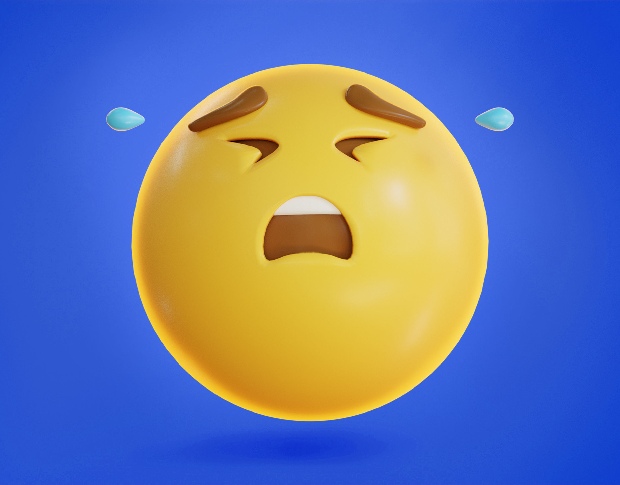 Distraught wail face Animated Emoji Low-poly 3D model_4