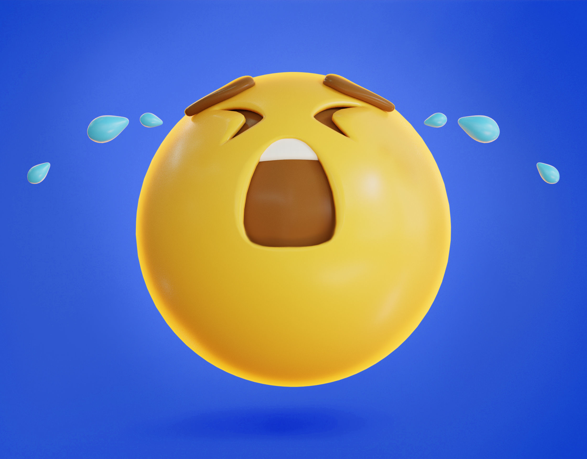Distraught wail face Animated Emoji Low-poly 3D model_8