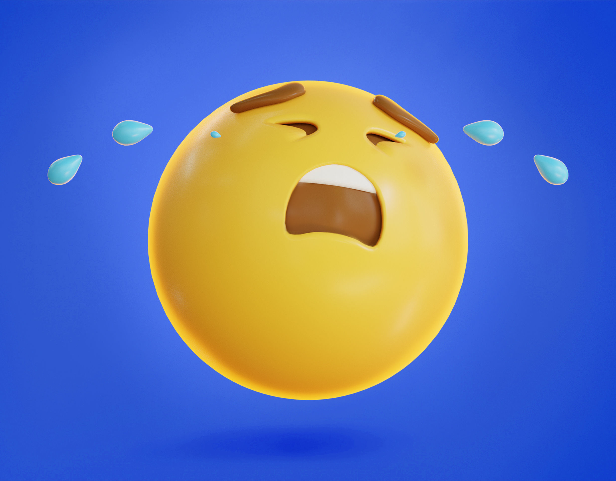 Distraught wail face Animated Emoji Low-poly 3D model_6