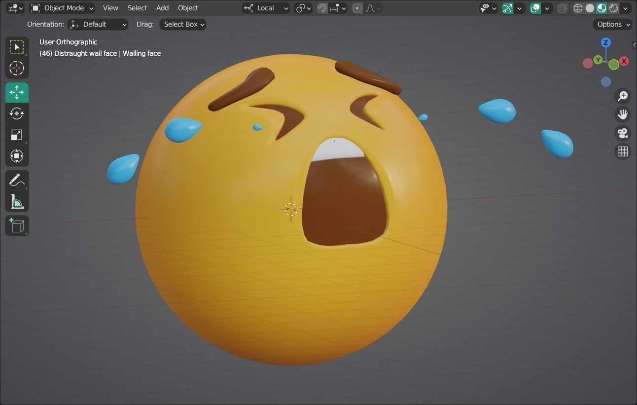 Distraught wail face Animated Emoji Low-poly 3D model_10