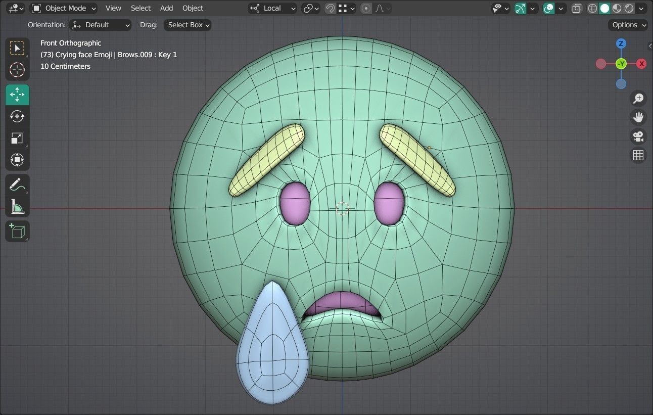 Crying face Animated Emoji Low-poly 3D model_15