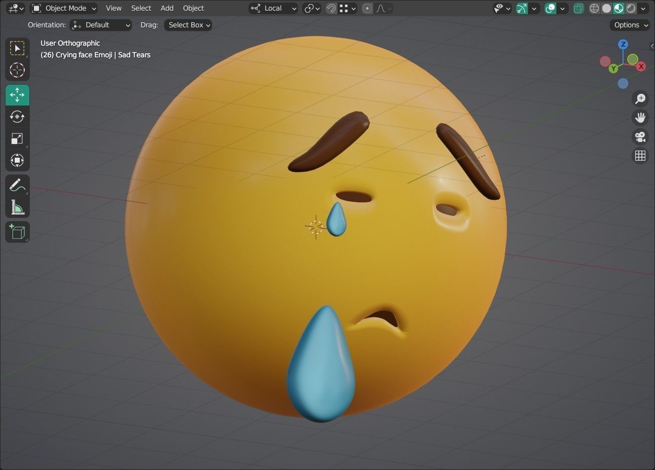 Crying face Animated Emoji Low-poly 3D model_12