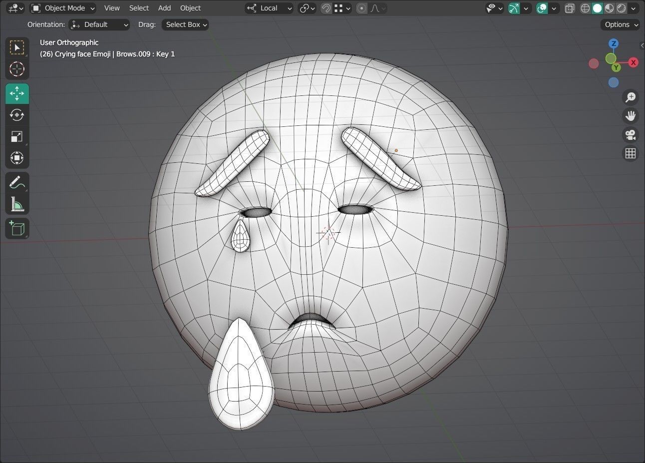 Crying face Animated Emoji Low-poly 3D model_14