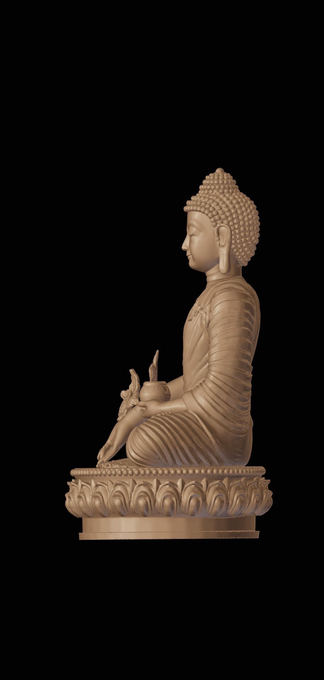 Buddha gold statue 3D print model_8