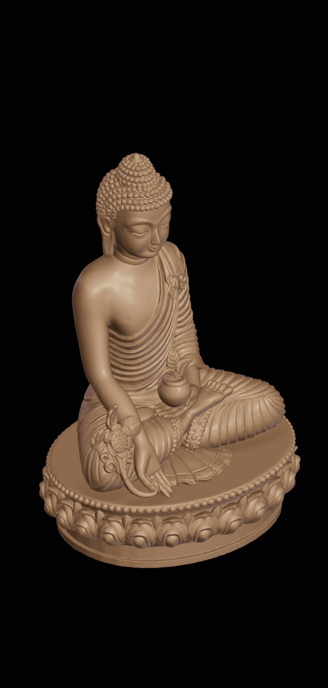 Buddha gold statue 3D print model_11