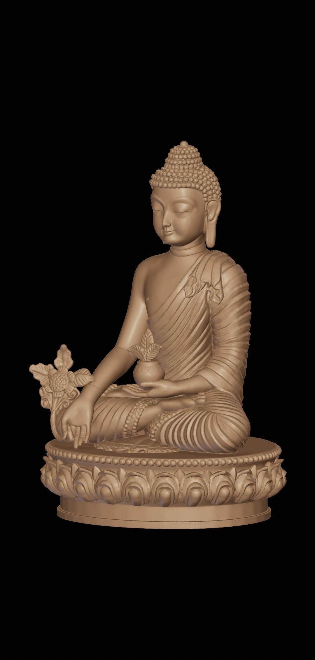Buddha gold statue 3D print model_7