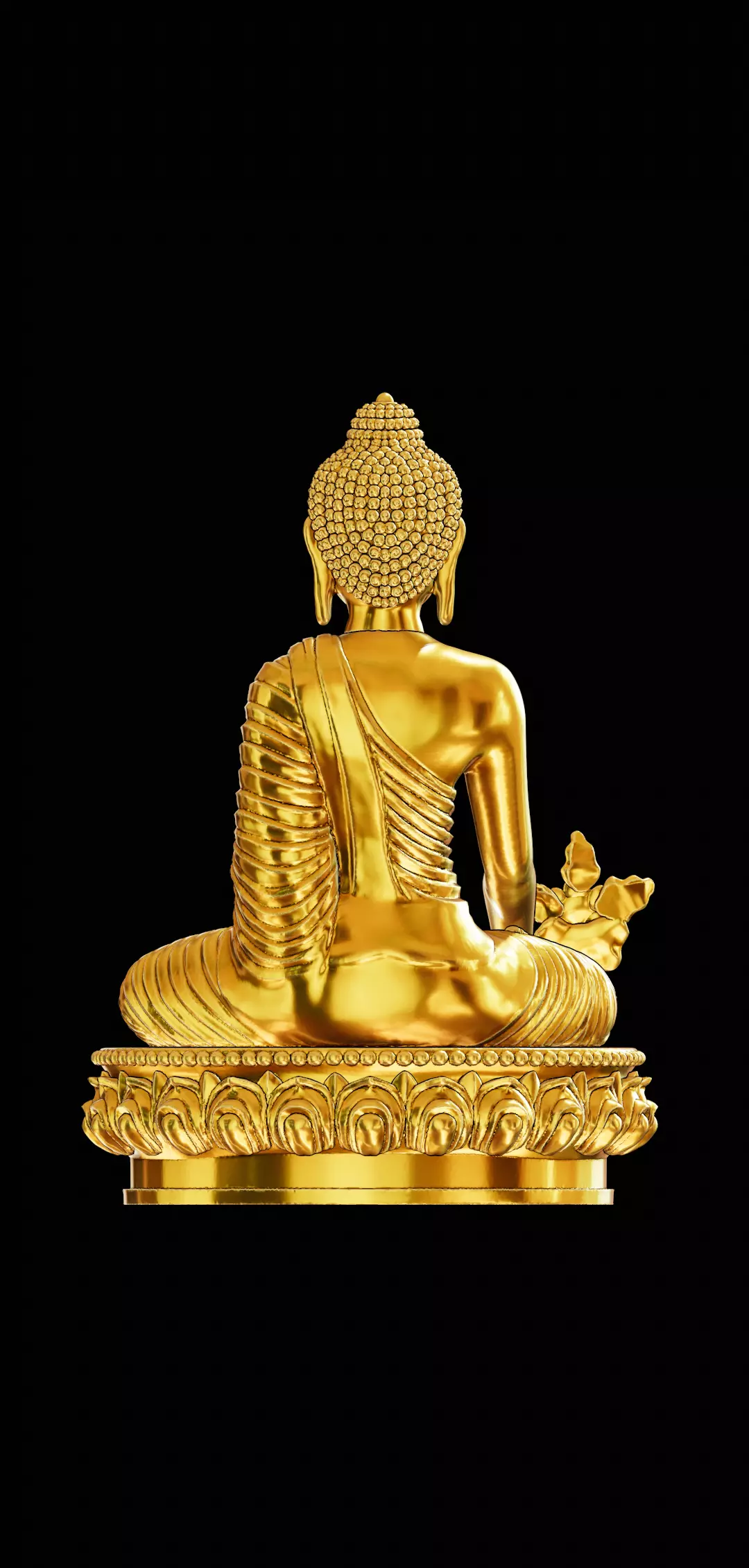 Buddha gold statue 3D print model_0