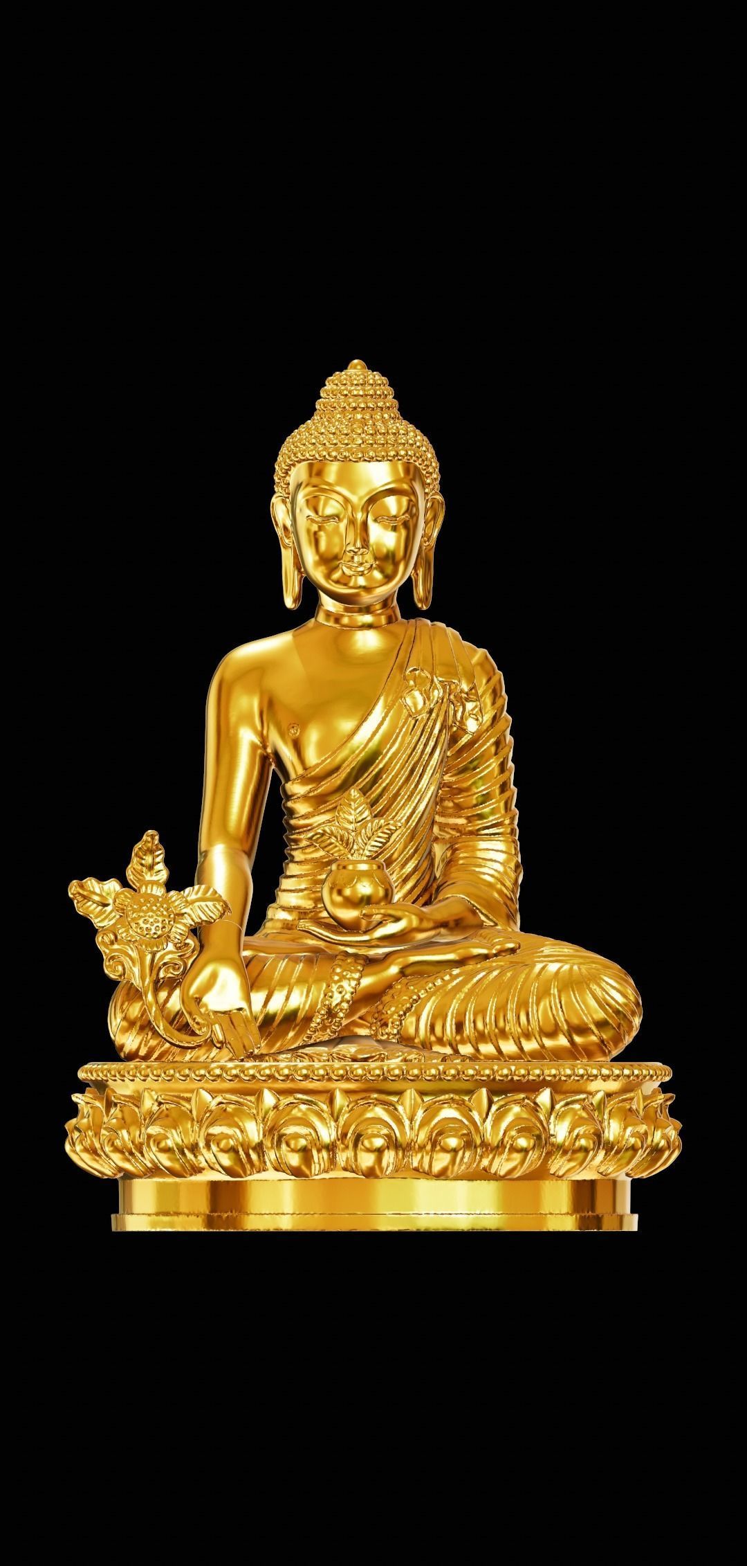 Buddha gold statue 3D print model_6