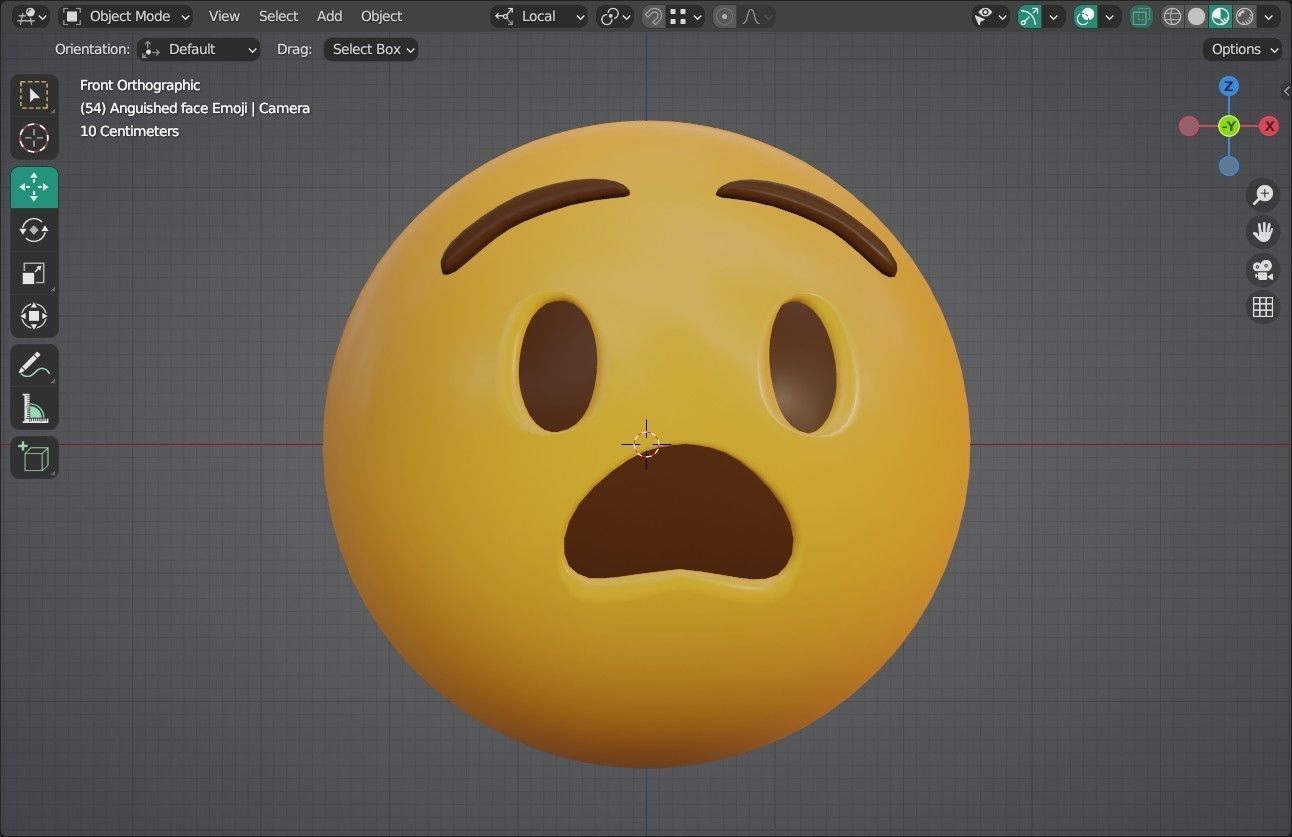 Anguished face Animated Emoji Low-poly 3D model_3