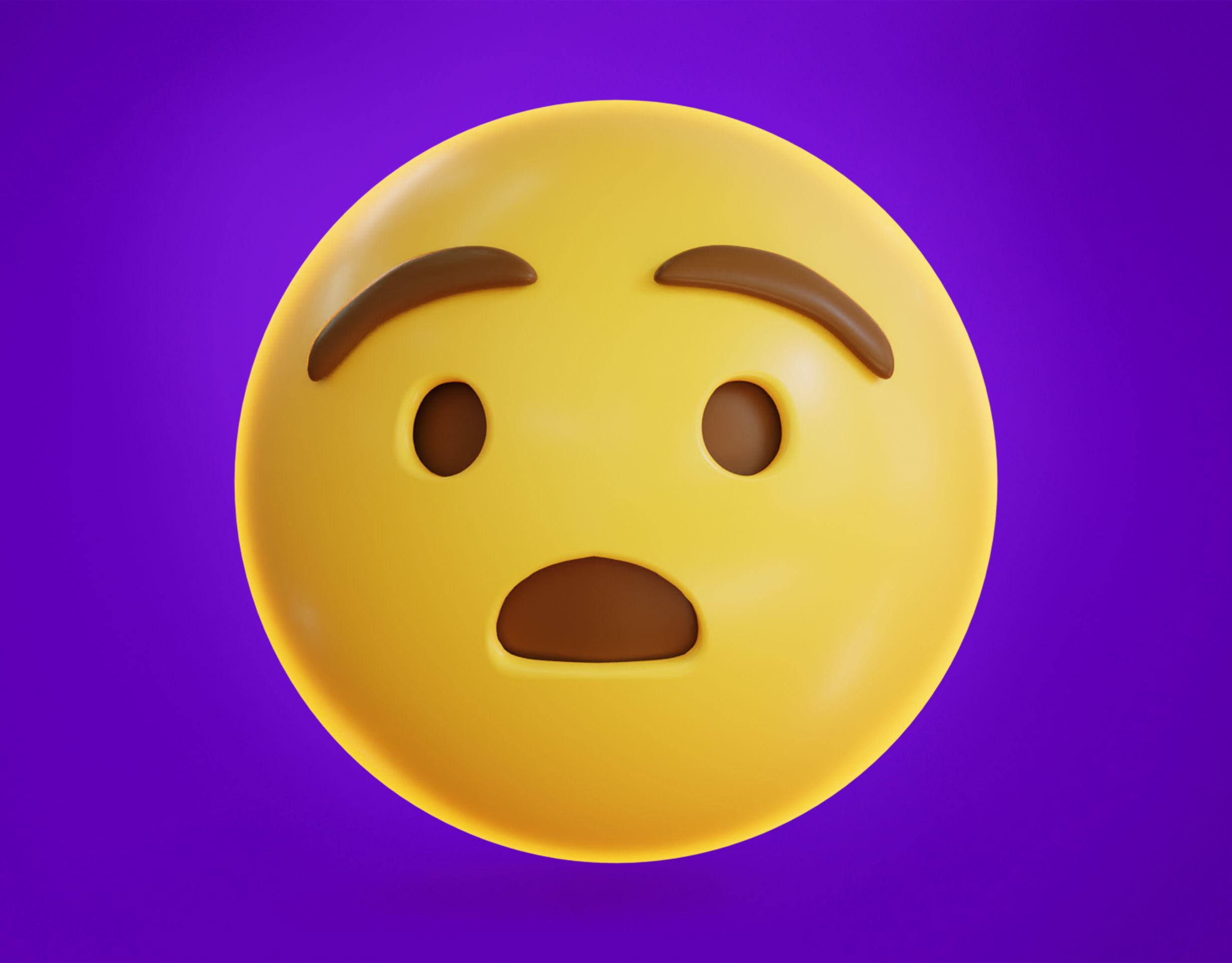 Anguished face Animated Emoji Low-poly 3D model_4