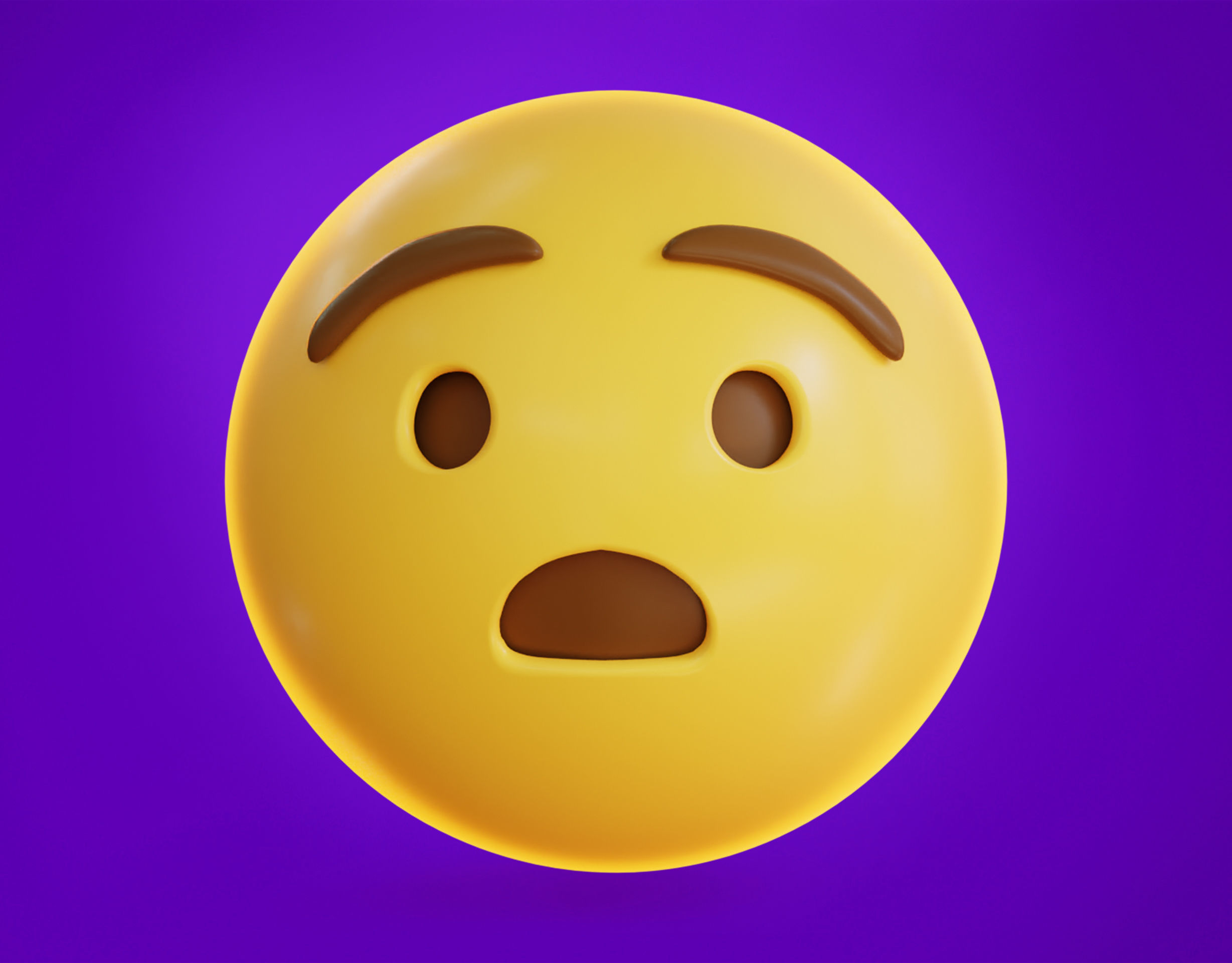 Anguished face Animated Emoji Low-poly 3D model_9