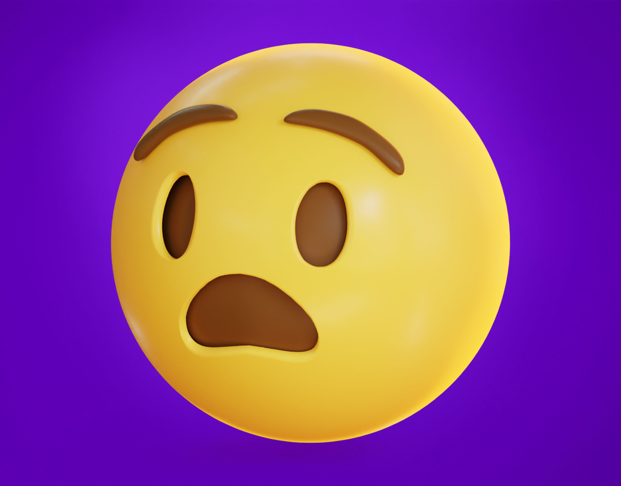 Anguished face Animated Emoji Low-poly 3D model_11