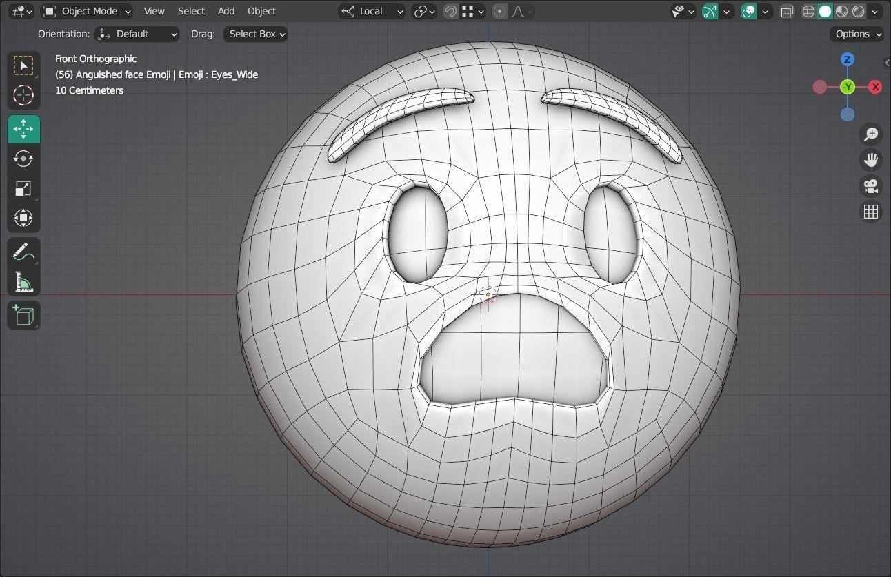 Anguished face Animated Emoji Low-poly 3D model_14