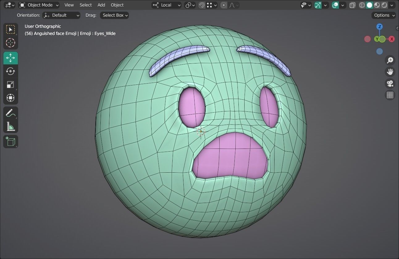 Anguished face Animated Emoji Low-poly 3D model_15
