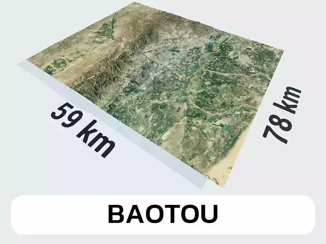 Baotou China City Landscape 3D Model