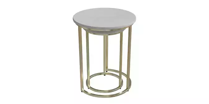 Cylinder Shape Yellow And Marble End Table