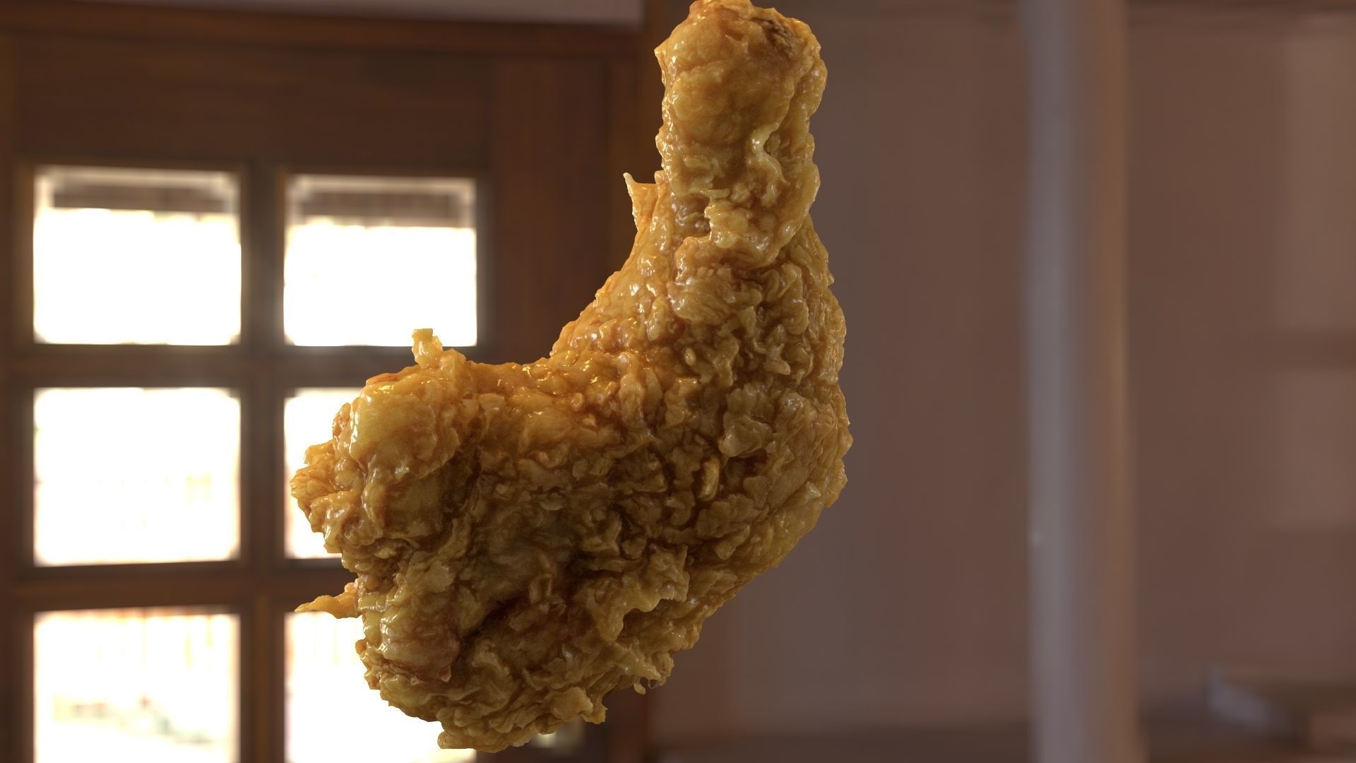 drumsticks fried chicken hanging from ceiling of restaurant 3D model_4